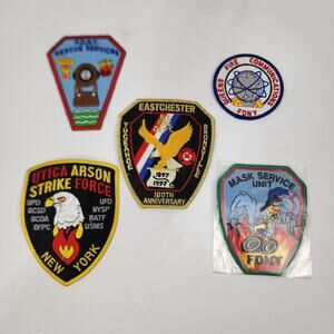 Lot 5 Fire Department Patches FDNY Queens Rescue Mask Service Eastchester Utica
